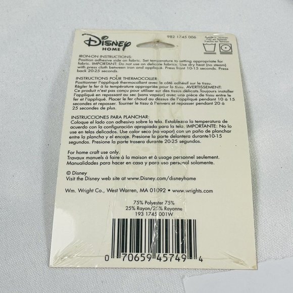 Wright's Disney Home Mickey Collection Iron On Patch Daffy Duck Quick And Easy - Picture 5 of 6